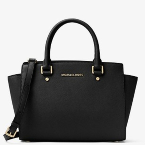 NWT! MICHAEL KORS Black Leather Satchel - Picture 1 of 8